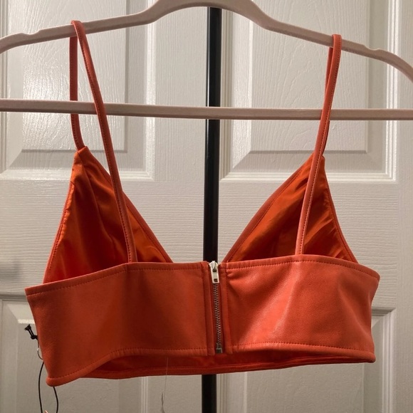 Orange Zip-Up Crop Top - Picture 2 of 3